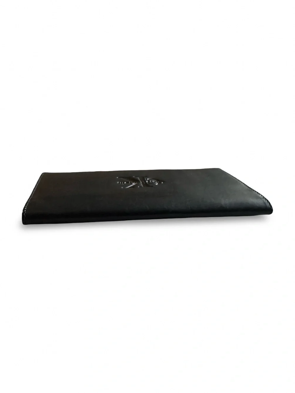 Calvin Klein Premium made in Spain Black Embossed Leather Long Wallet Unisex